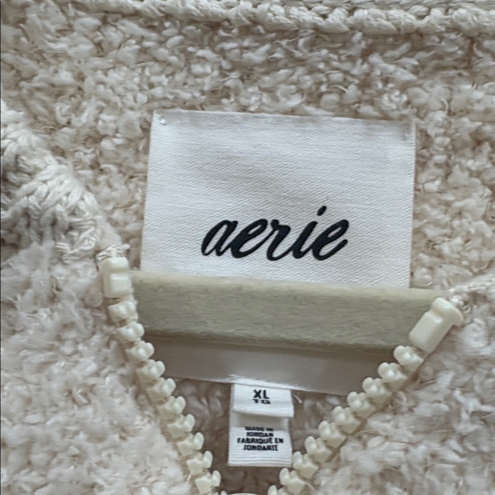 Aerie NWT women’s XL Full Zip Sherpa Cream Cardigan sweater - Picture 2 of 6